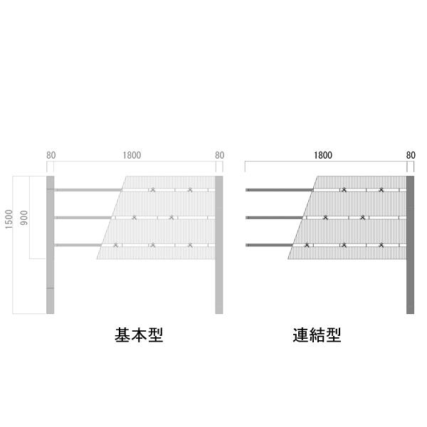 人工竹垣　仕切り　diy　フェンス　組立式大津垣　O型　連結　90cm　連結セット　高さ