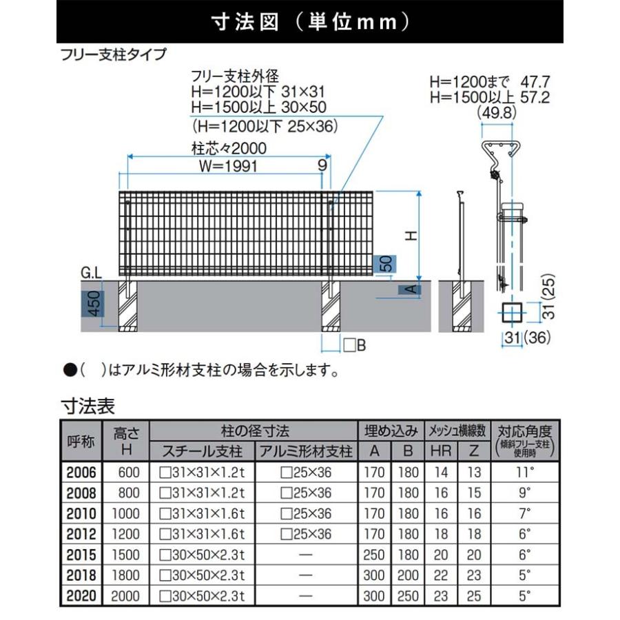 メッシュフェンス スチールフェンス ユメッシュZ型 フェンス H1500 高