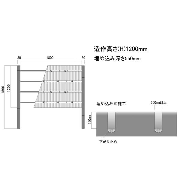 人工竹垣 大津垣 O型 基本 高さ 120cm 基本セット｜kantoh-house｜02