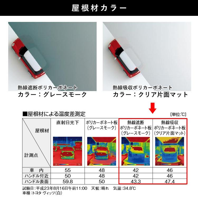 カーポート 3台用 アルミカーポート 駐車場 車庫 間口7.3m×奥行5m 標準柱 シンプルフラット 熱線遮断/熱線吸収ポリカ屋根 7350｜kantoh-house｜05