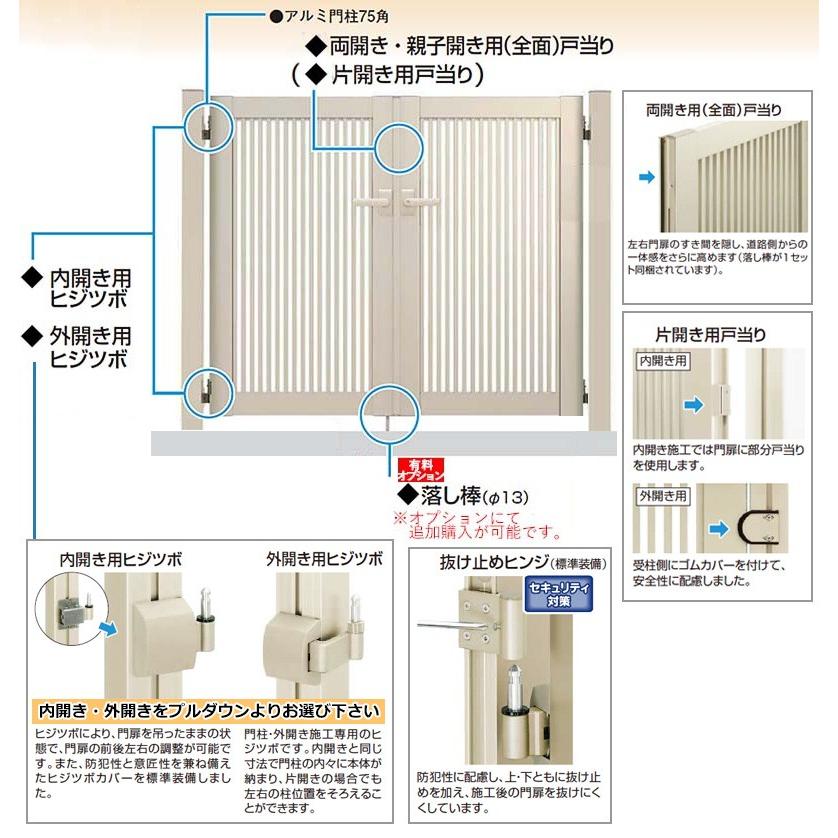 門扉 アルミ門扉 YKK シンプレオ S1型 両開き 門扉フェンス 0912 扉幅90cm×高さ120cm 全幅2006mm DIY 門柱タイプ｜kantoh-house｜04