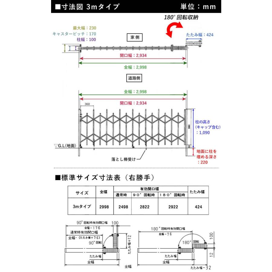防犯　門　3mフェンスセット　ほぼ新品 門扉 片開き 3m アコーディオン門扉 アルミ門扉 伸縮門扉 門扉フェンス