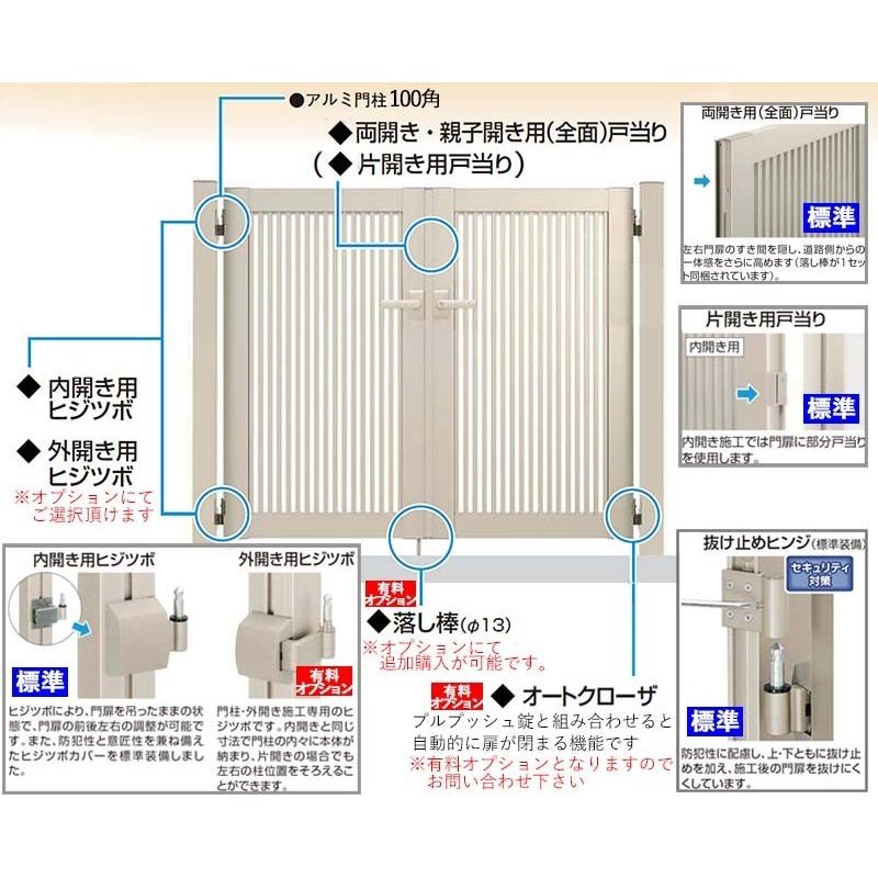 門扉 アルミ門扉 YKK シンプレオ 5型 両開き 門扉フェンス 1114 扉幅110cm×高さ140cm 全幅2456mm DIY 門柱タイプ｜kantoh-house｜04