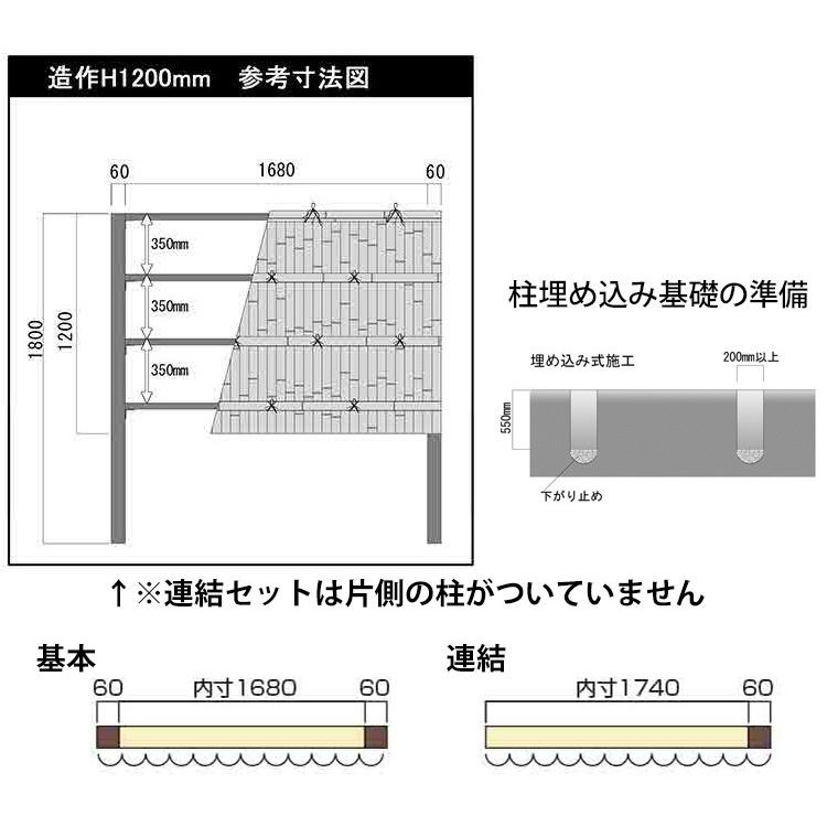 人工竹垣 建仁寺 B型 両面 パネル 高さ 120cm 基本セット｜kantoh-house｜02