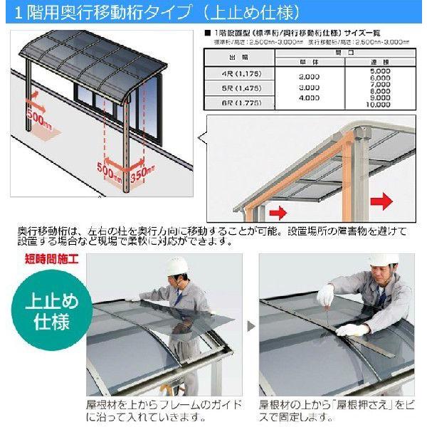 テラス屋根 DIY ベランダ 雨よけ 2m×4尺 アール 奥行移動桁 熱線吸収 