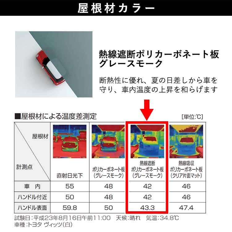 カーポート 1台用 アルミカーポート 駐車場 車庫 シンプルカーポート 3050 柱 ロング柱 ハイルーフ 熱線遮断ポリカーボネート屋根 ガレージ｜kantoh-house｜04