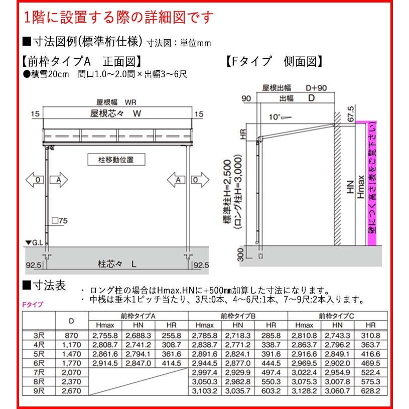 テラスの屋根 DIY ベランダ バルコニー 雨よけ テラス屋根 2間×3尺 フラット型 標準桁 ポリカ屋根 1階用 オリジナルテラス 2.0間 3尺 - 7