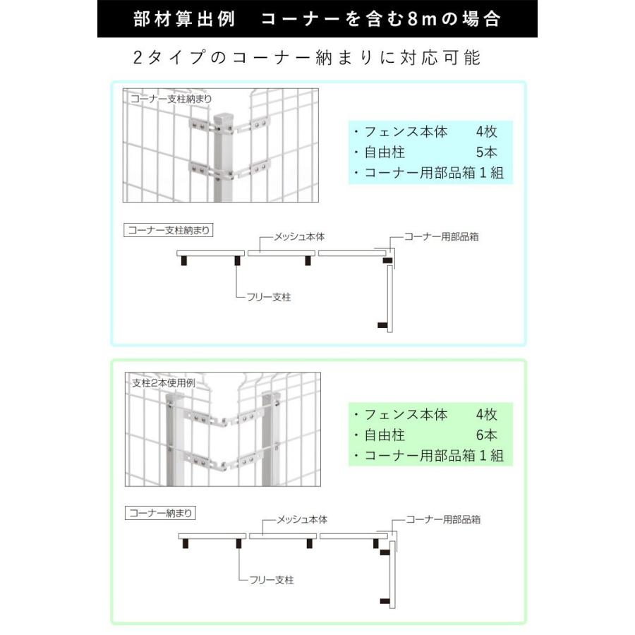 メッシュフェンス 支柱 金具付 アルミ フェンス オプション 自由柱 フリー支柱 三協アルミメッシュフェンス ユメッシュHR型 H1200 高さ120cm アルミ支柱｜kantoh-house｜03