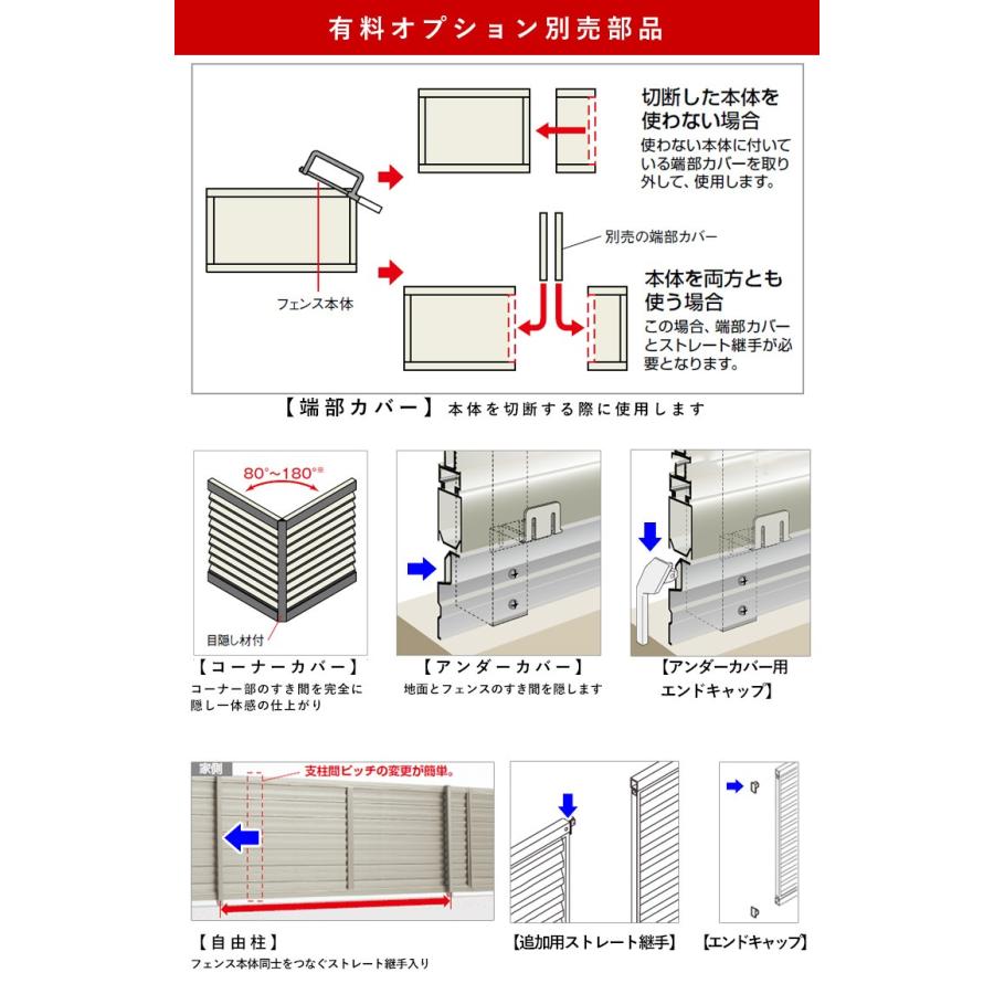 フェンス 目隠し アルミフェンス 外構 DIY 囲い 境界 後付け シンプル ルーバーフェンス T120 120cm 本体｜kantoh-house｜05