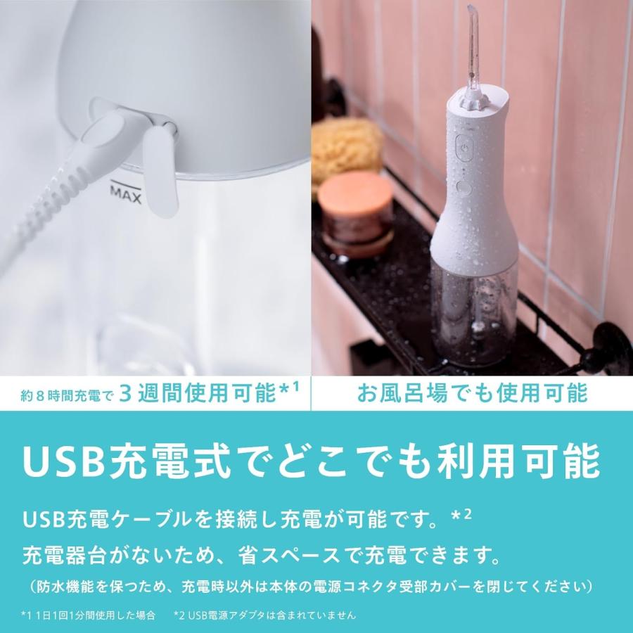 フィリップス ソニッケアー コードレスパワーフロッサー2000 口腔洗浄器 ジェットウォッシャー HX3822/11 ホワイト PHILIPS 歯垢除去の画像
