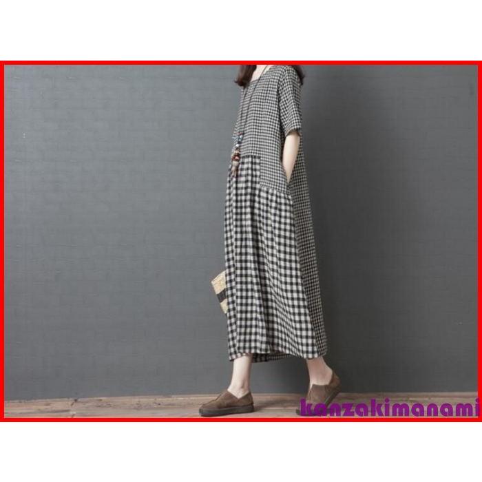 ロングワンピース 綿麻ワンピース 森ガールワンピース ナチュラル風 ビッグシルエット 半袖 体型カバー ゆったり 大きいサイズ 大人 マキシ丈ワンピース 着痩 Paca 神崎真奈美 通販 Yahoo ショッピング