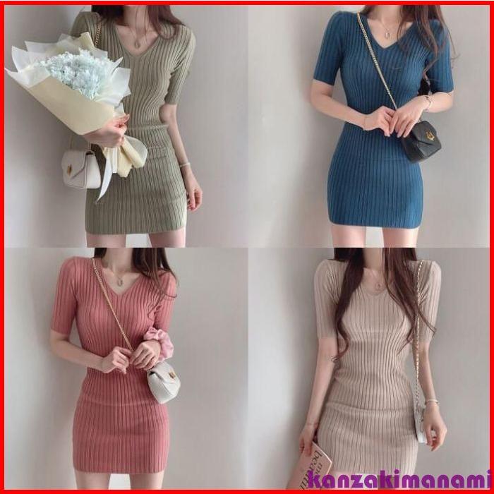 サマーニット リブニットワンピース 半袖タイトワンピース Vネック ミニワンピース フロントボタン 無地 ショート丈 春ワンピース 夏ワンピ 短い 膝 Pe4b 神崎真奈美 通販 Yahoo ショッピング