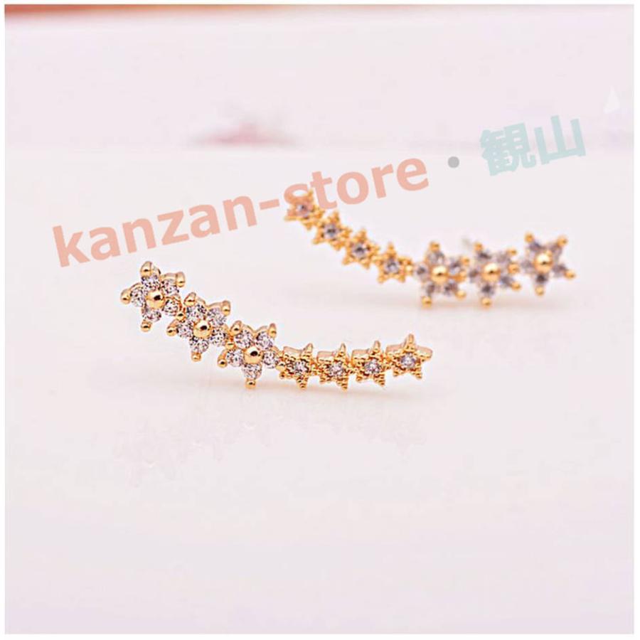 ピアス スワロフスキー スター 星 K18金RGP ゴールド プラチナ 可愛い 