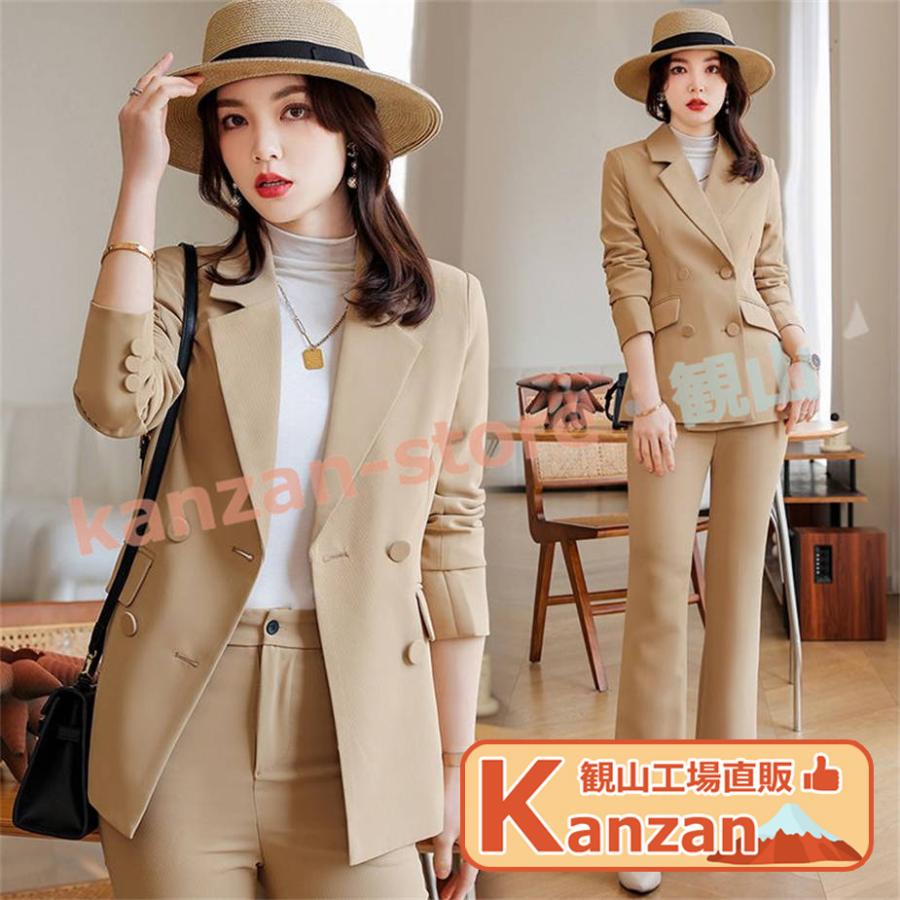 ポカポカ ザスーツカンパニー レディース セットアップ 2点まとめ買い 2点セットアップ ノーカラージャケット×パンツ（大きいサイズ