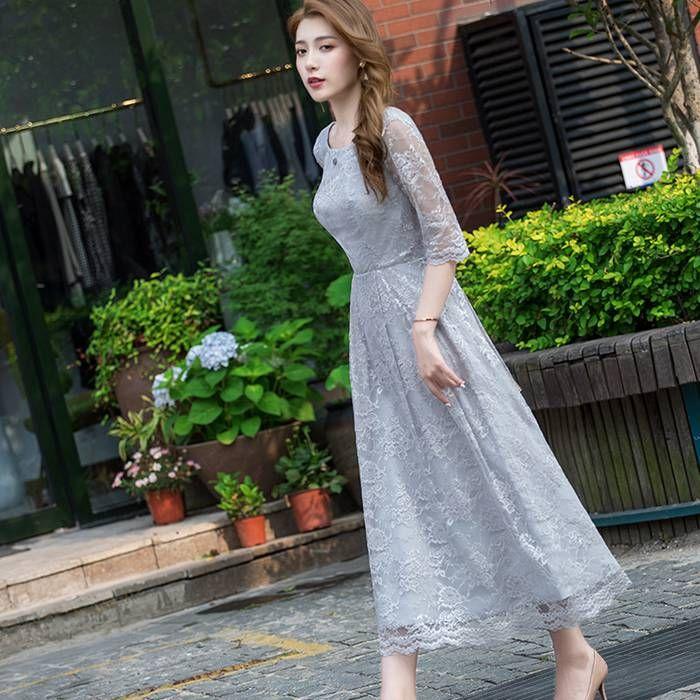 L 新品 ワンピース ドレス レディース ロング 結婚式 レース 花柄 パーティードレス 花柄 総レース レースワンピ XS〜XXL ドレス