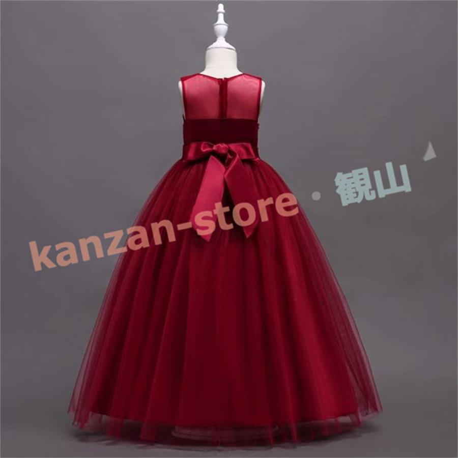 ドレス 子供 女の子 結婚式 発表会 チュールスカート フォーマル ロングドレス ワンピース ノースリーブ リボンドレス パーティードレス | ブランド登録なし | 09