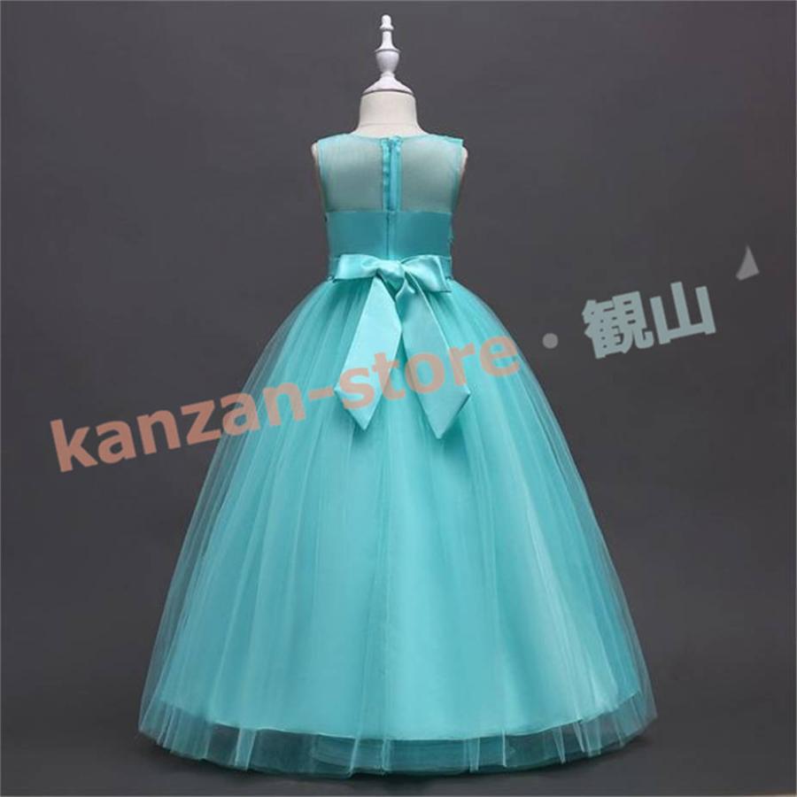 ドレス 子供 女の子 結婚式 発表会 チュールスカート フォーマル ロングドレス ワンピース ノースリーブ リボンドレス パーティードレス | ブランド登録なし | 15