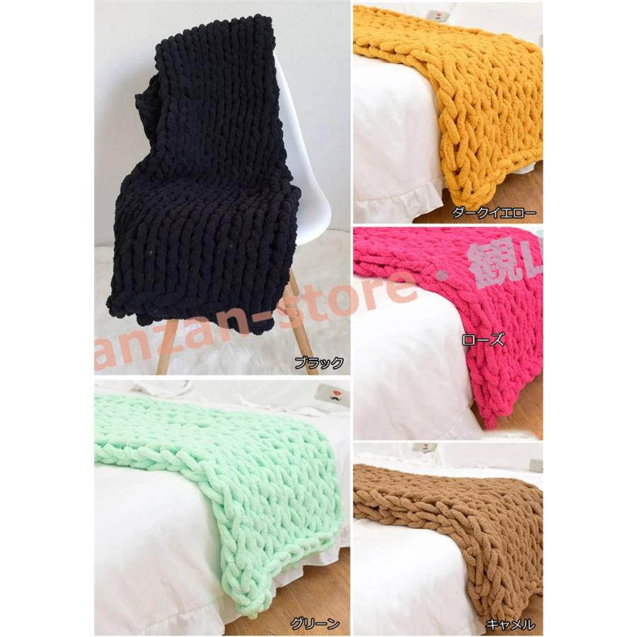 チャンキーニット 毛糸 編み物 寝具 ひざ掛け 100x100cm 100x120cm