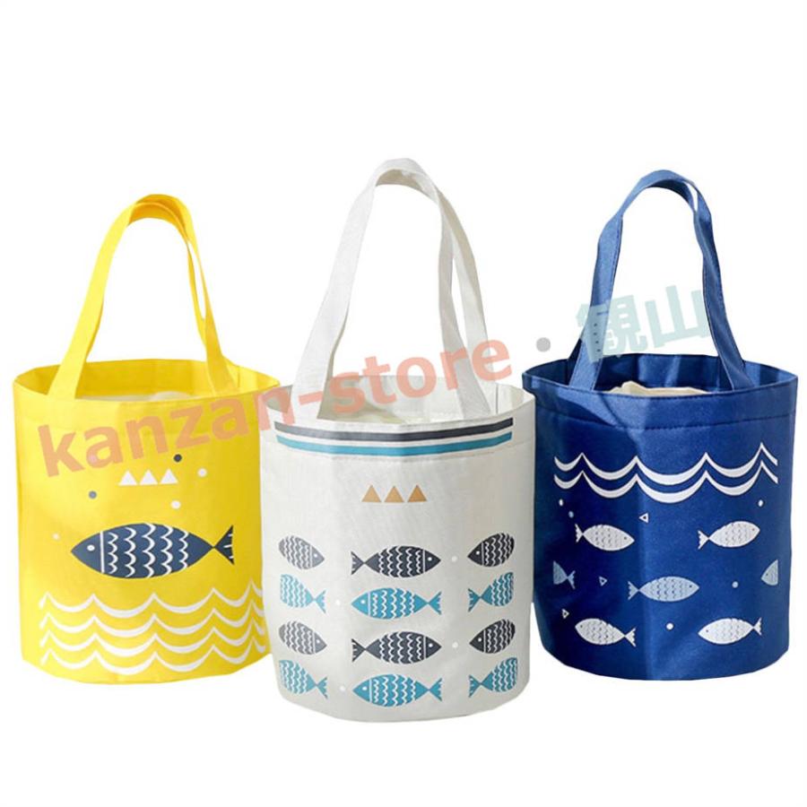 円柱 お魚 ランチバッグ 保冷 お弁当 おしゃれ アルミ 加工 魚柄