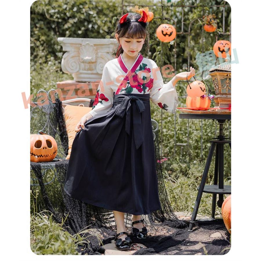 ハロウィン仮装 キッズ 和服 着物セット 子供 子ども用 巫女 コスプレ 武士 ロングドレス衣装 子供 仮装 コスチューム 長袖 小学生 ハロウィ｜kanzan-store｜06