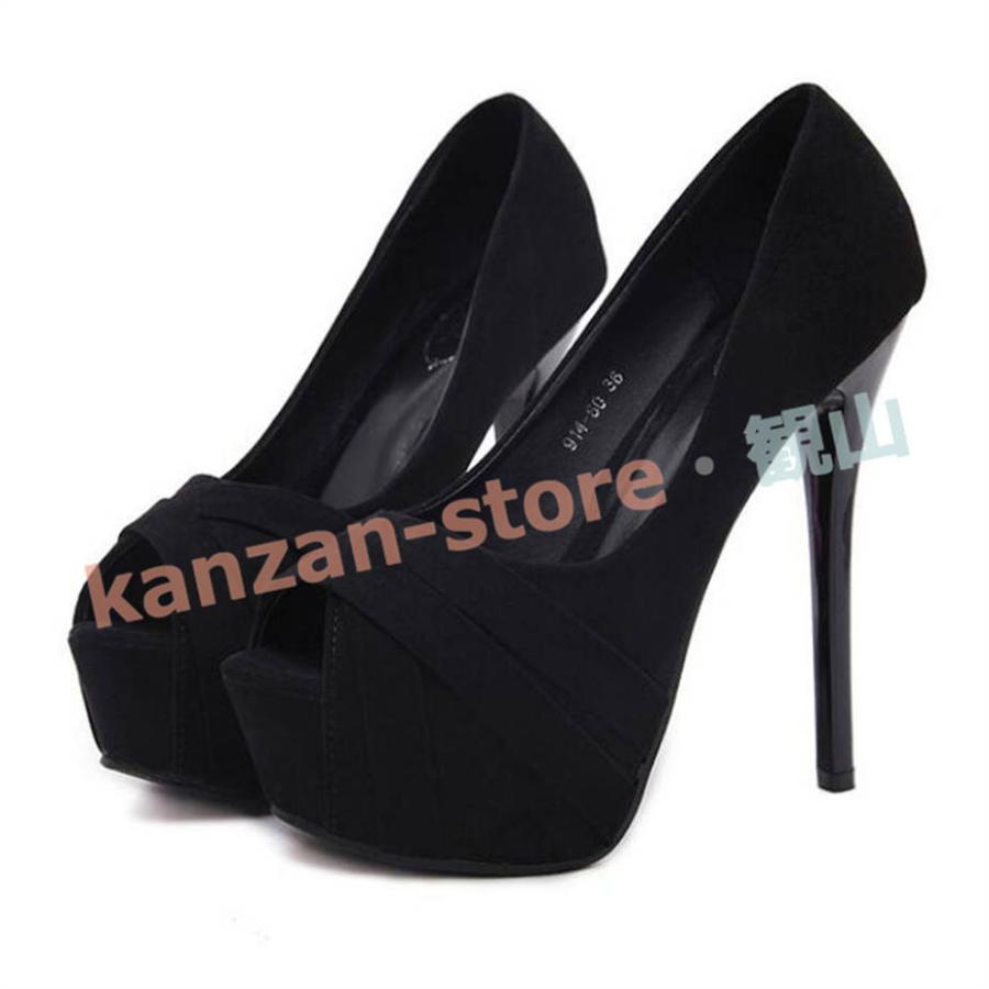 パンプス オープントゥ ハイヒール 厚底 靴 12cmヒール 14cm パンプス オープントゥ ハイヒール 厚底 靴 12cmヒール 14cm