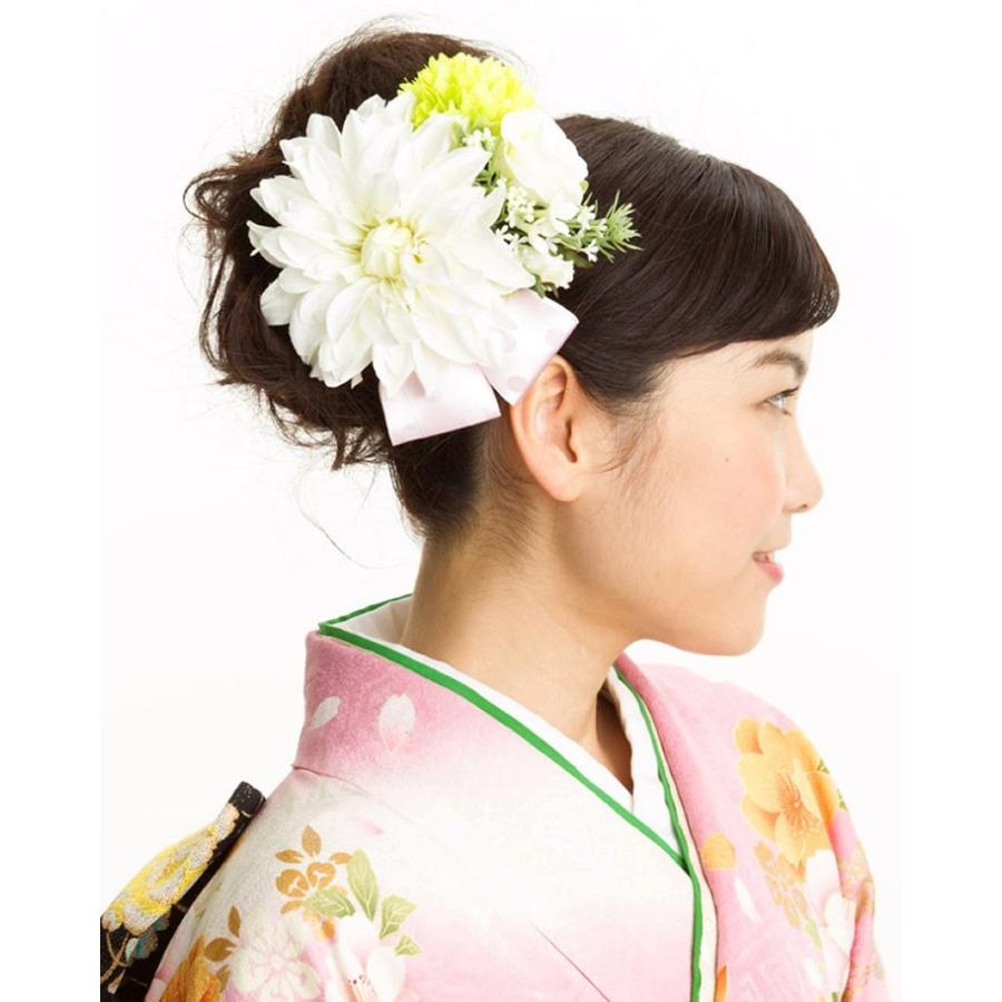 大きめ花髪飾り かんざし ファンタジーダリアリボン ホワイト 白色 ダリア バラ 日本製 髪留め 成人式 振袖 卒業式 袴 髪飾り 結婚式 和服 和装 着物 浴衣 w 成人式七五三かんざし 髪飾り本舗 通販 Yahoo ショッピング