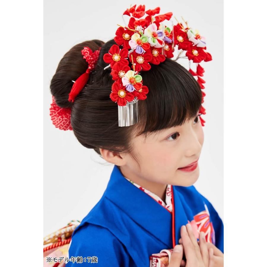 売れ筋がひ新作 雅 七歳向けフルセット 女の子 結綿 チンコロ房 3点セット つまみ細工 赤 7歳 七五三 髪飾り かんざし つまみ細工髪飾り チンコロ房付 結綿のセット 着物 浴衣 和小物 Www Amf46 Fr