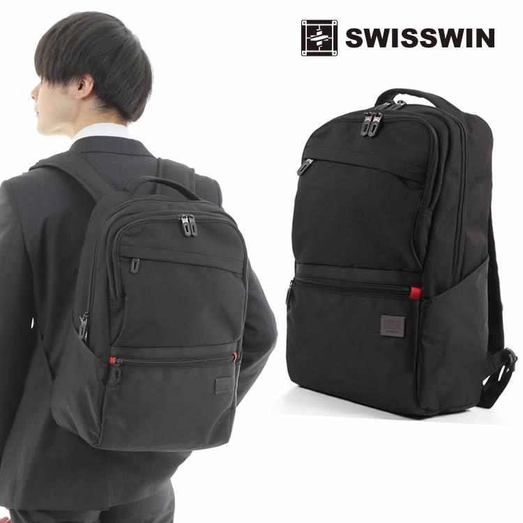 有名人芸能人 メンズ 撥水 Swisswin 通勤 Pc対応 Sw61 ビジネスリュック ブラック スイスウィン 大容量 リュック 出張 リュックサック 旅行 バイク用バッグ