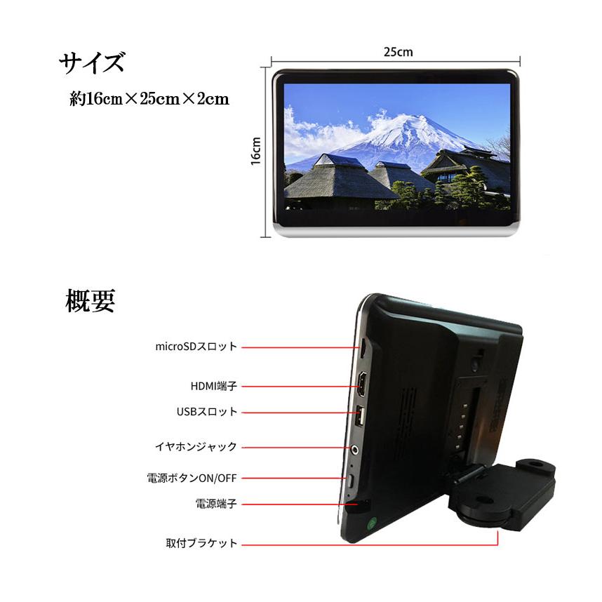 一年間保証付き】10.1インチ 薄型 簡単取付 タッチパネル リアモニター