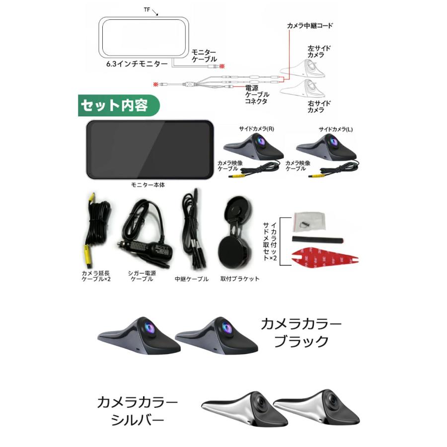 6.3インチ タッチスクリーン サイドカメラ サイドビュー ドライブ