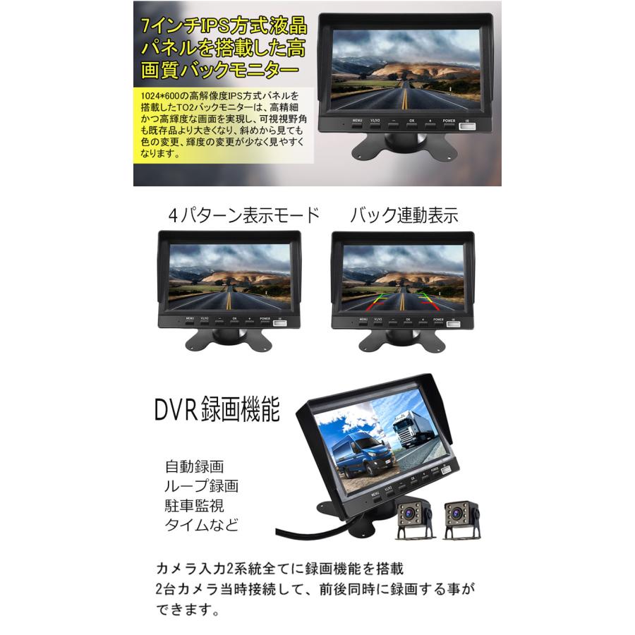 一年間保証付き】24V トラック 専用 7インチオンダッシュタイプ 前後