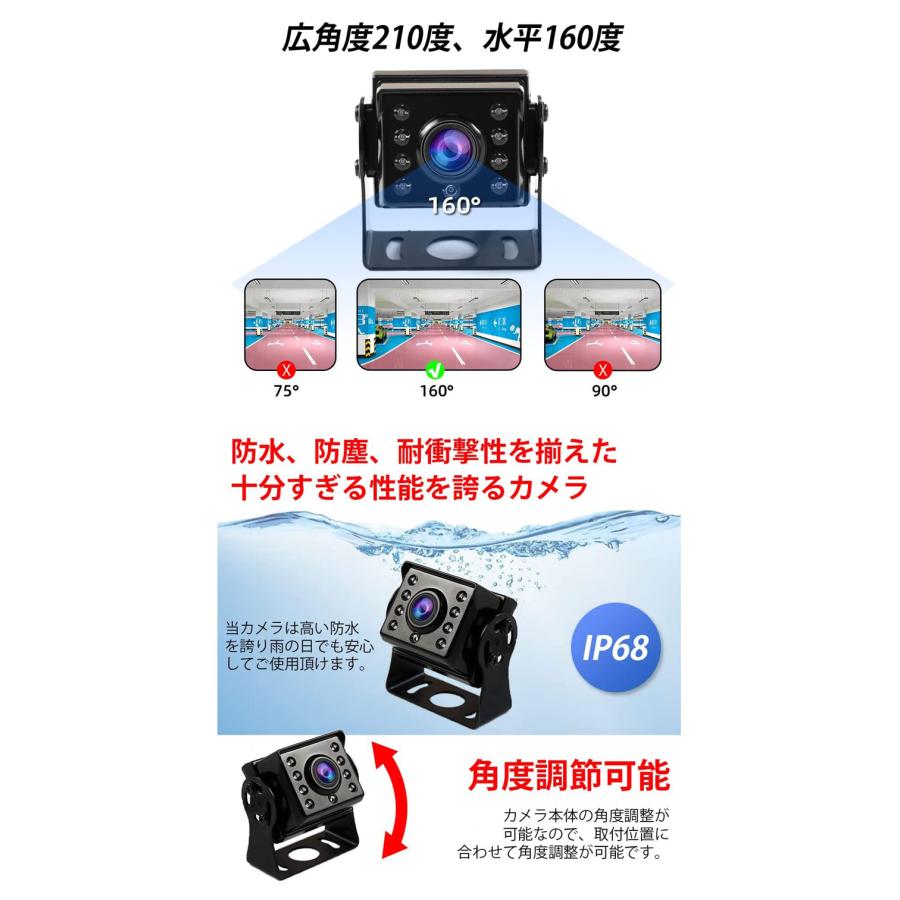 トラック バス 専用 バックカメラ CA308 20M配線付き 水平角度160度