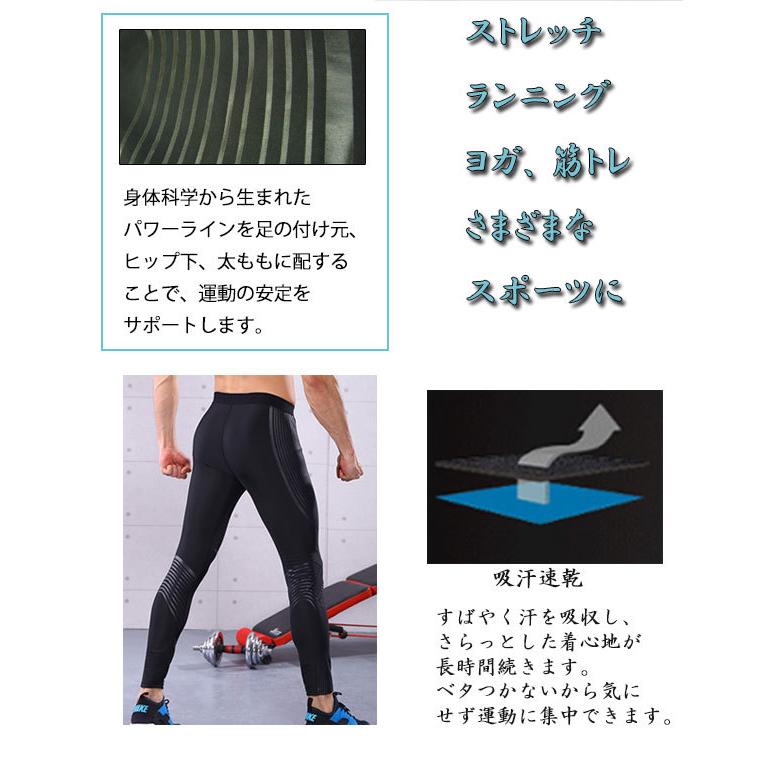 メンズスポーツ パワーラインレギンス WA51 ランニングレギンス