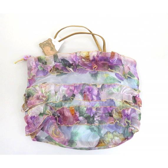 CHIMAKI 20%OFF プリント・シフォンのバラ柄 フリルがかわいい 