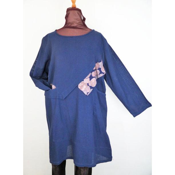 インド綿秋冬春向き パッチワーク切り替え ロングワンピース ブルー Fti16 唐花庵 通販 Yahoo ショッピング