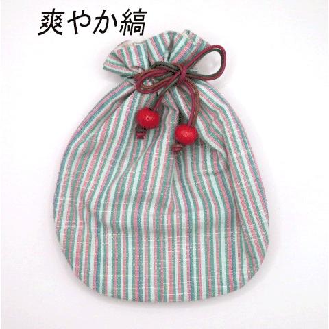 手作り！会津木綿のまん丸巾着 ギフト/母の日/ハンドメイド/和雑貨/和