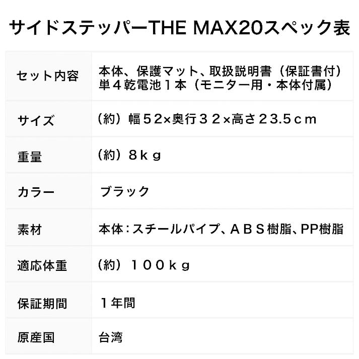 ステッパー 負荷調節 サイドステッパー THE MAX20 エアロライフ 健康器具 ダイエット 負荷調整 静音 有酸素運動 エクササイズ 足ふみ | AEROLIFE | 19