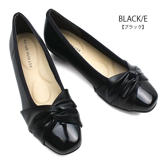 REFRESH WALK リフレッシュウォーク パンプス コンフォート 結びリボン ラウンドトゥ 3E 幅広設計 クッションインソール 屈曲 フォーマル ビジネス レディース