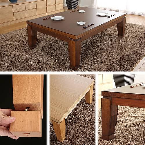 メーカー直送 こたつ 長方形 モダンリビング継ぎ脚こたつ ディレット 120x80cm 高さ調整 ローテーブル 天然木 日本製 リモートワーク 在宅 代引き不可_1