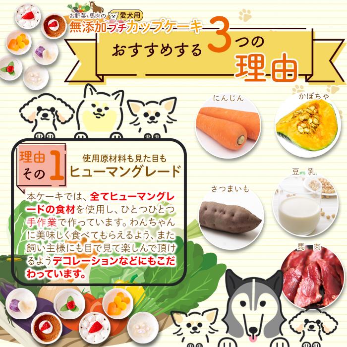 ［ワン(犬)ちゃん用］お野菜と馬肉の愛犬用無添加プチカップケーキ6個≪冷凍≫【代金引換不可】【産直スウィーツ】｜karadaniluck｜04