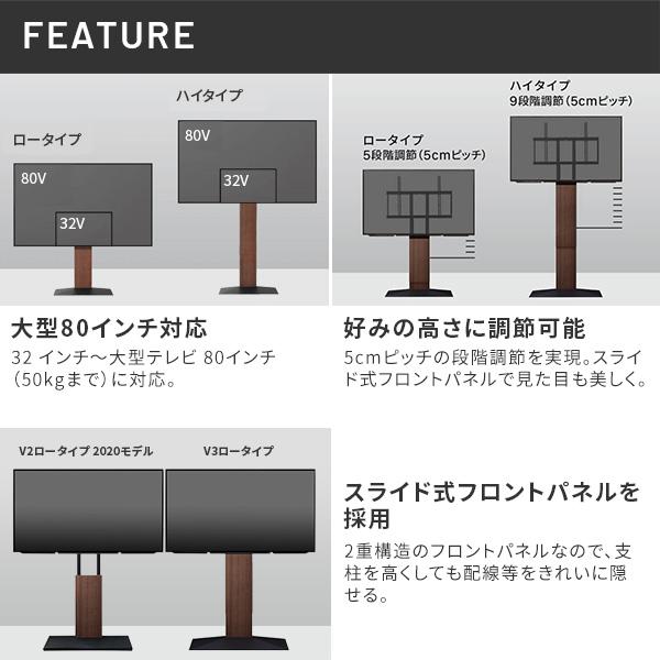 メーカー直送 テレビ台 WALLインテリアテレビスタンドV3 ロータイプ+棚板レギュラーサイズ 32〜80v対応 ホワイト ブラック ウォールナット 代引き不可_9