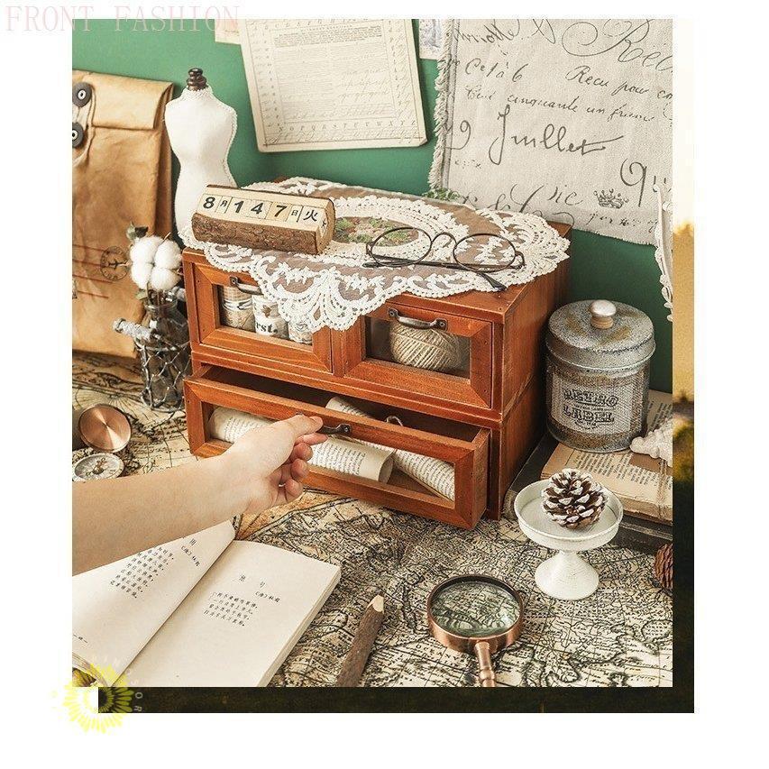 ミニチェスト 引き出し収納 木製 卓上 アンティークウッド