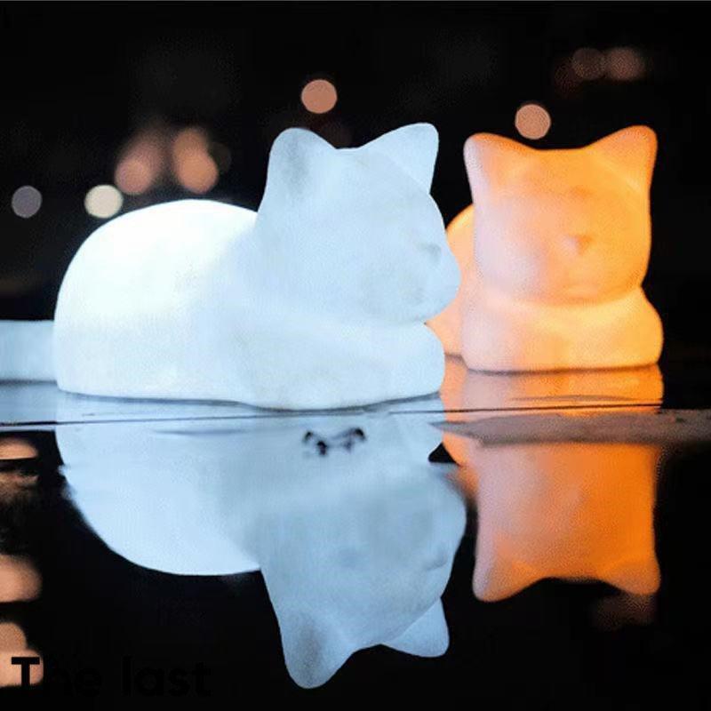 猫 ライト 間接照明 おやすみ 2色切替 単品 ネコ ねこ テーブル