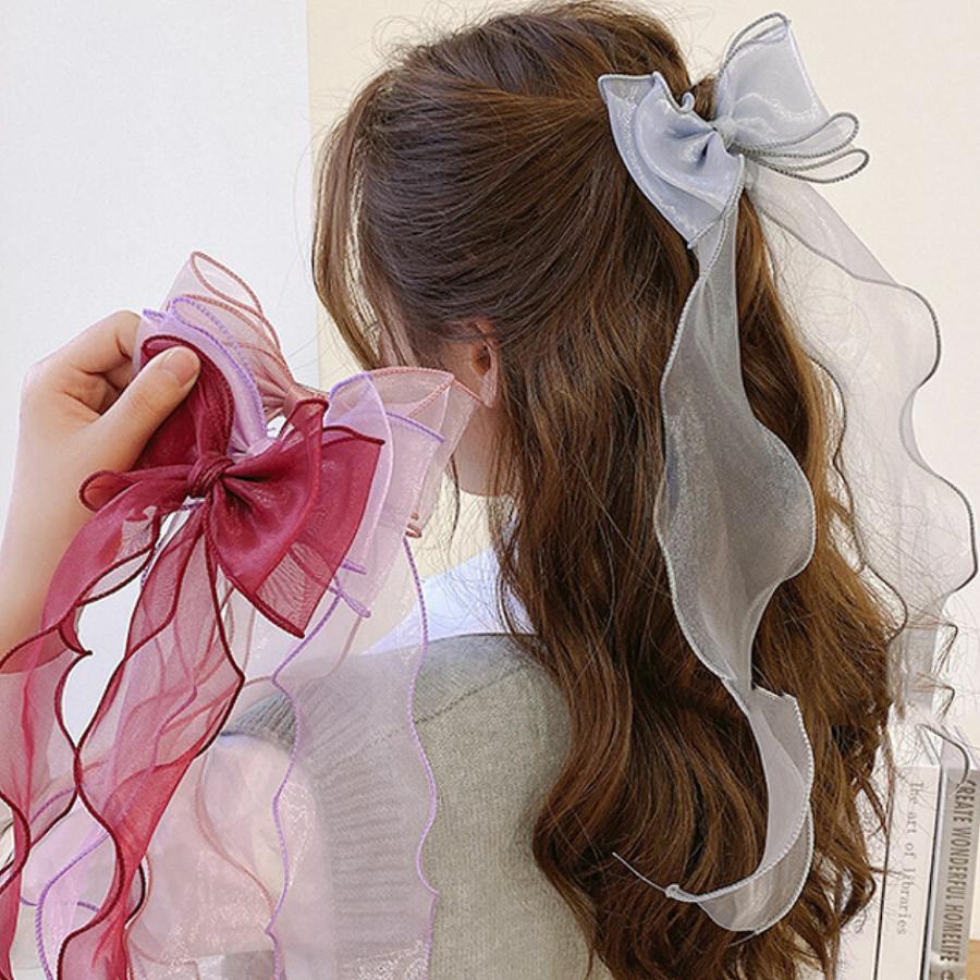 ヘアクリップ ビッグ リボンクリップ 大きいリボン 髪飾り 三つ編み 