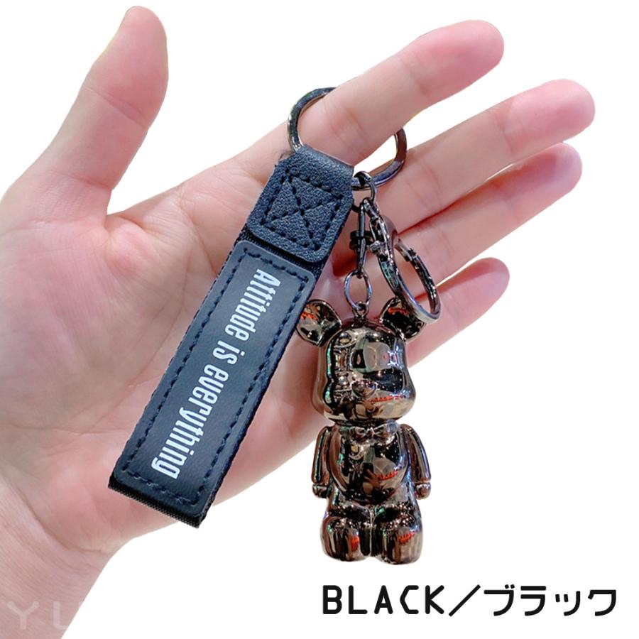 クマ キーホルダー メタル風 高級感 紛失防止 かわいい キーリング