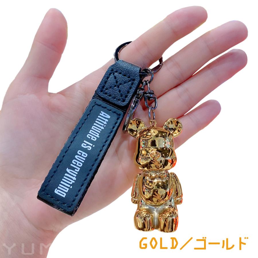 クマ キーホルダー メタル風 高級感 紛失防止 かわいい キーリング