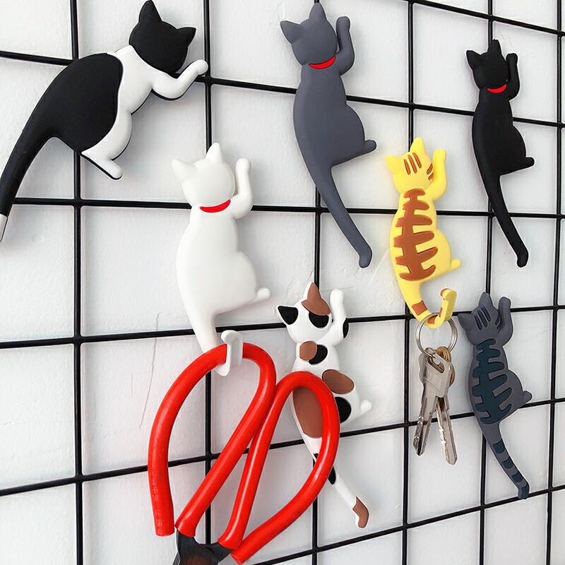 日本に日本にフック マグネット 磁石 ネコ しっぽ 7匹セット 猫 Cat ねこ 3Dデザイン 飾り インテリア プレゼント ギフト フック、マグネット、画鋲 