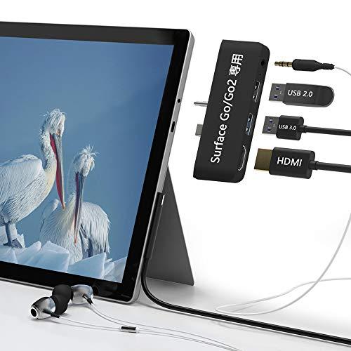 Surface Go / Surface Go 2 専用 USB ハブ 4K@30Hz HDMIポート+USB 3.0ポート+3.5mmヘッドフォンジ