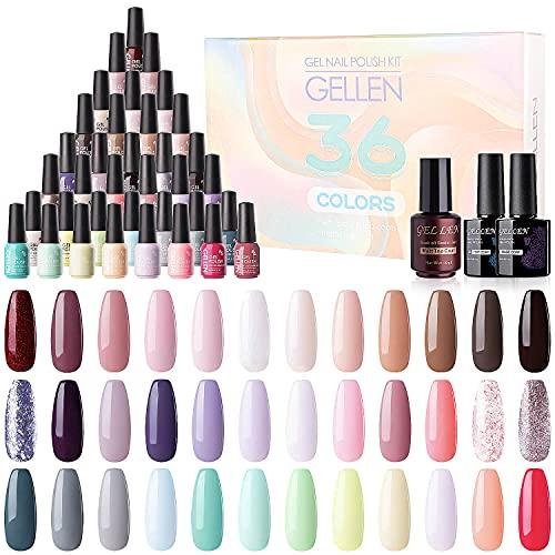 高品質 G Ellen Gellen セルフネイル ポリッシュタイプ ベーストップマットジェル付き 36色セット カラージェル ジェルネイル ジェルネイル