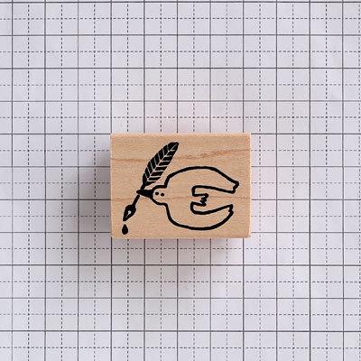 消しゴムはんこ ラバースタンプ 消しゴムスタンプ はんこどり 羽ペンを